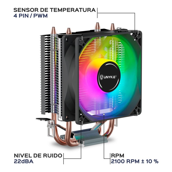 Ventilador UNYKA UNYCOOL H20 ARGB 90mm Gris (UK322101)