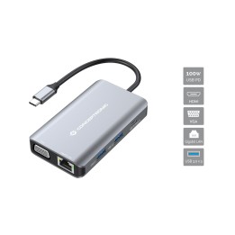 Adaptador CONCEPTRONIC USB-C 7en1 100W Gris (DONN21G)