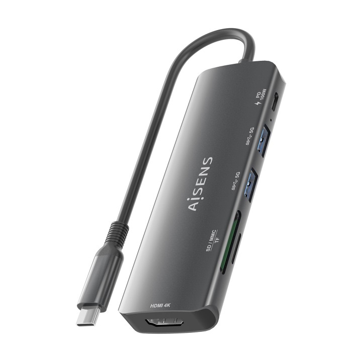 Docking AISENS 6en1 USB-C Gris (ASUC-6P023-GR)