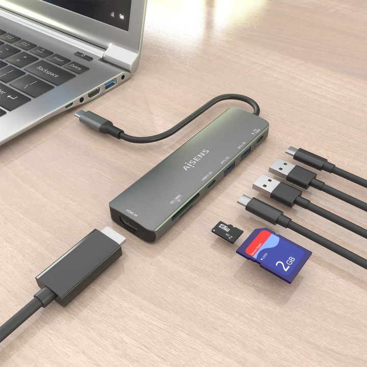 Docking AISENS 7en1 USB-C Gris (ASUC-7P026-GR)