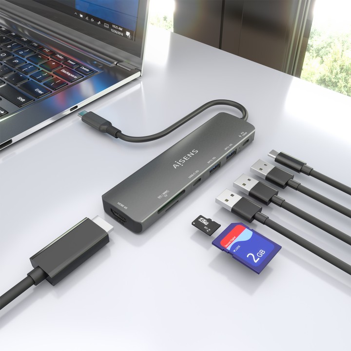 Docking AISENS 7en1 USB-C Gris (ASUC-7P026-GR)