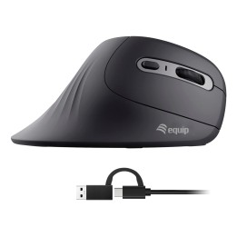 Ratón Vertical EQUIP USB-A/C 7200dpi Negro (EQ245119)
