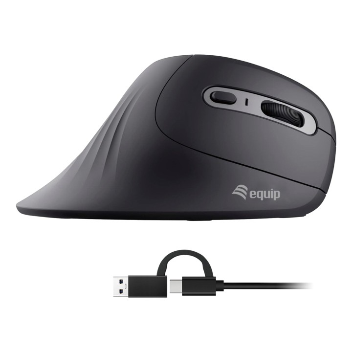 Ratón Vertical EQUIP USB-A/C 7200dpi Negro (EQ245119)