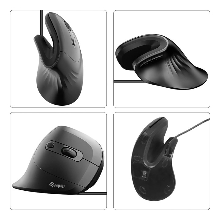 Ratón Vertical EQUIP USB-A/C 7200dpi Negro (EQ245119)