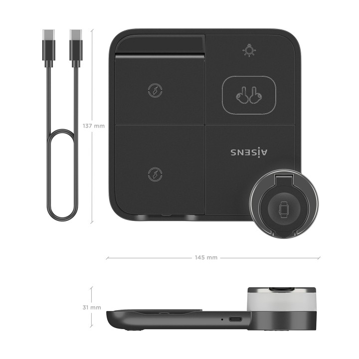 Cargador AISENS Qi Inalámbrico Negro(ASCH-15W4WC062-BK)