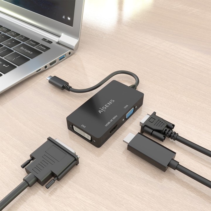 Conversor AISENS USB-C/M a DVI-I/VGA/HDMI (A109-0954)
