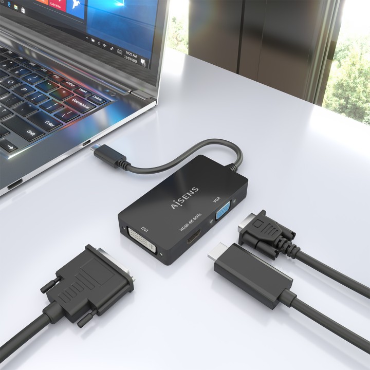 Conversor AISENS USB-C/M a DVI-I/VGA/HDMI (A109-0954)