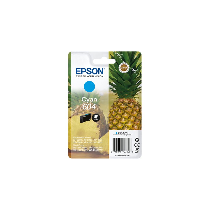 Tinta Epson 604 Cian 2.4ml 130 páginas (C13T10G24010)