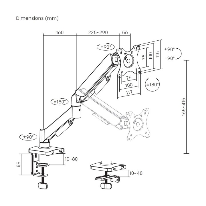 Soporte Mesa AISENS 17-32" Gira/inclina (DT32TSR-355)