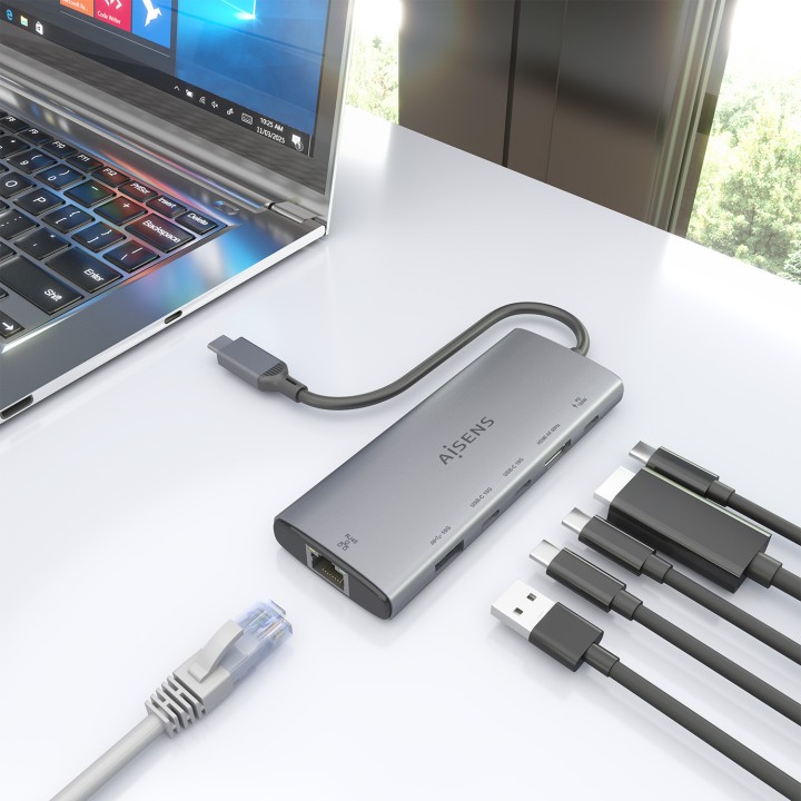 Docking AISENS 6en1 USB-C 4K/60Hz Gris (ASUC-6P030-GR)