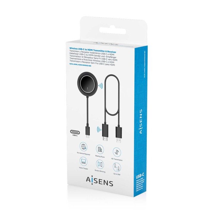 Adaptador AISENS USB-C a HDMI (ASWL-H2KC30M003-BK)
