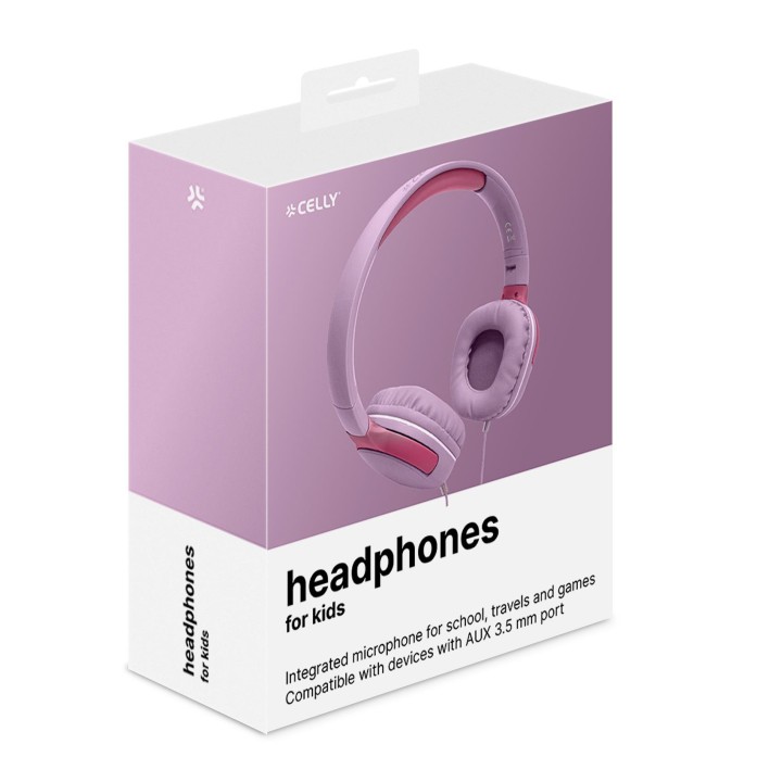 Auriculares CELLY Kids 3.5mm Rosa (KIDSBEAT2PK)