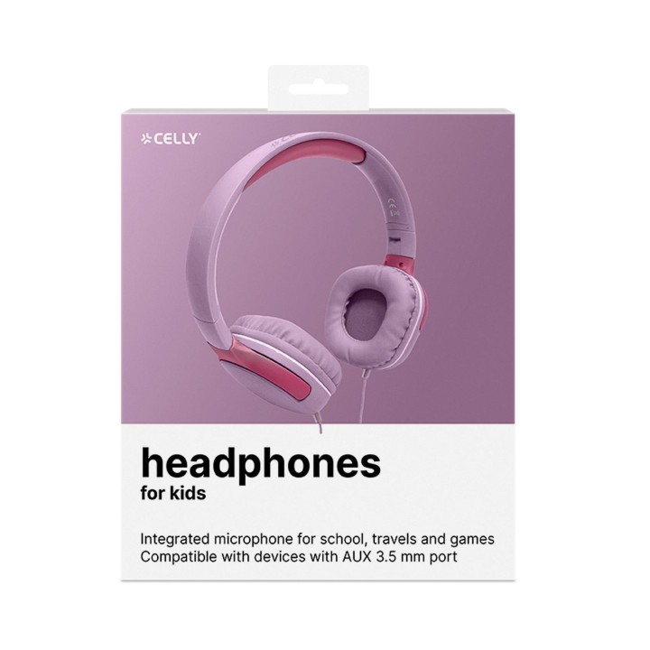 Auriculares CELLY Kids 3.5mm Rosa (KIDSBEAT2PK)