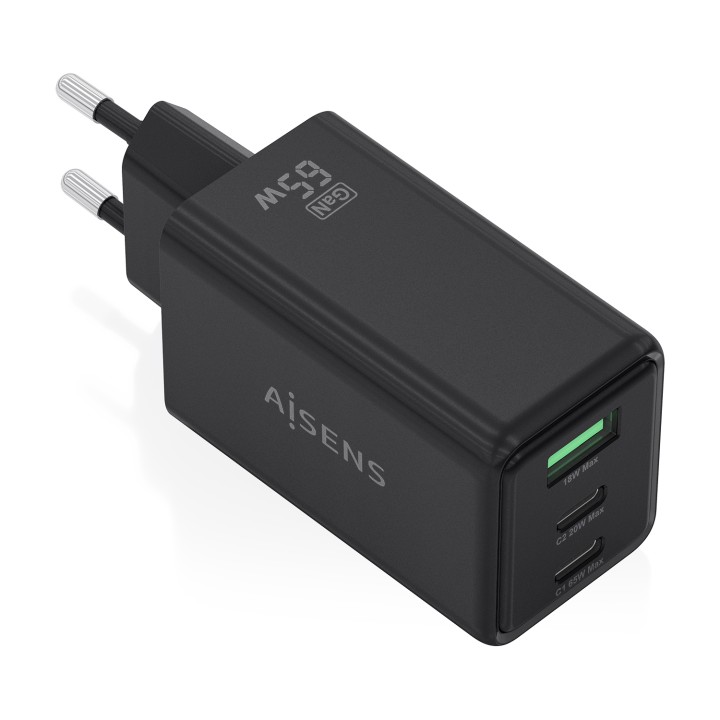 Cargador AISENS 1USB-A 2USB-C Negro (ASCH-65W3P073-BK)