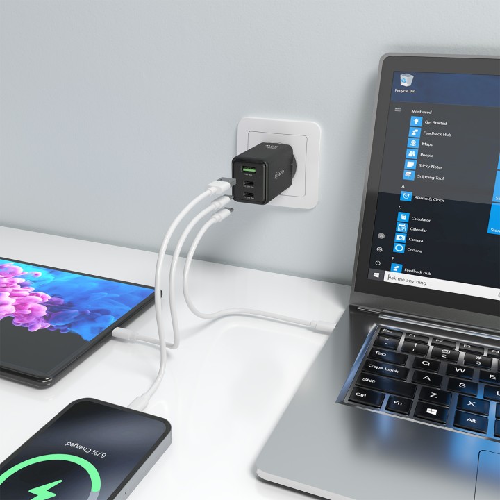 Cargador AISENS 1USB-A 2USB-C Negro (ASCH-65W3P073-BK)