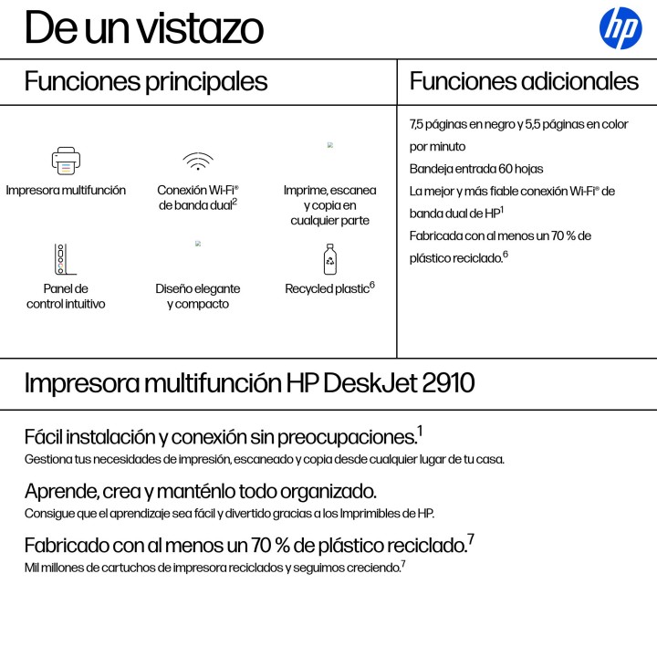 Multif HP DeskJet 2910 A4 Color Dúplex Gris (89F98B)