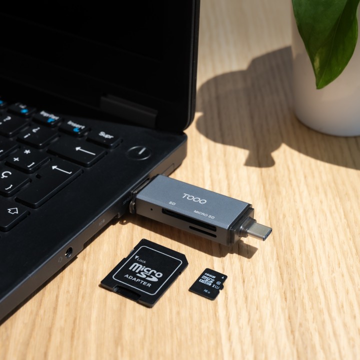 Lector de Tarjetas TooQ USB-A USB-C Gris (TQR-3001G)