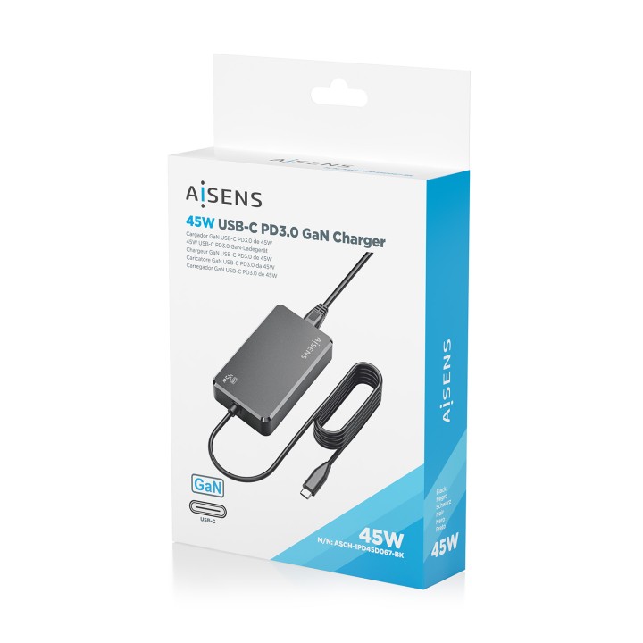 Cargador Sobremesa AISENS 45W USB-C (ASCH-1PD45D067-BK)