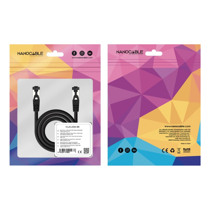 Nanocable Cat.8.1 SSTP 30cm Negro (10.20.2000-L30-BK)