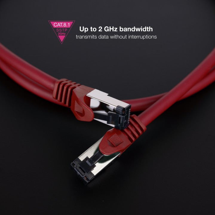 Nanocable Cat.8.1 SSTP 30cm Rojo (10.20.2000-L30-R)