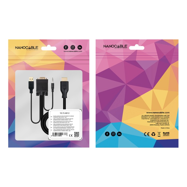 Cable VGA/M+Audio/M+Usb-A/M a HDMI/M 1.8m (10.15.4612)