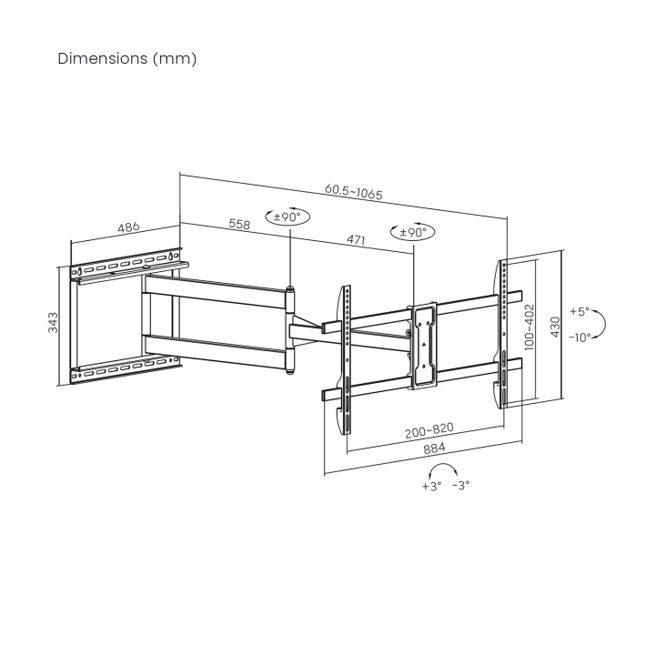 Soporte Pared AISENS 43"-80" Inclina/Gira(WT80TSLE-419)