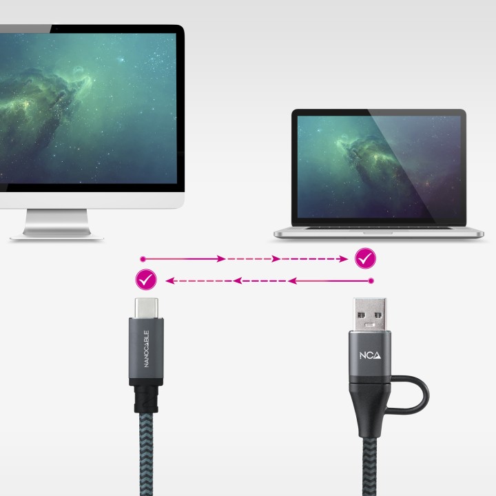 Nanocable USB-C a USB-A+USB-C/M 1m (10.01.4111-COMB)