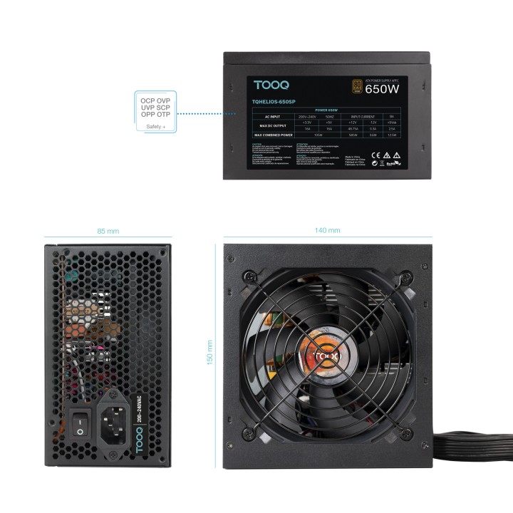 Fuente TooQ ATX 650W APFC 80+Bronze (TQHELIOS-650SP)