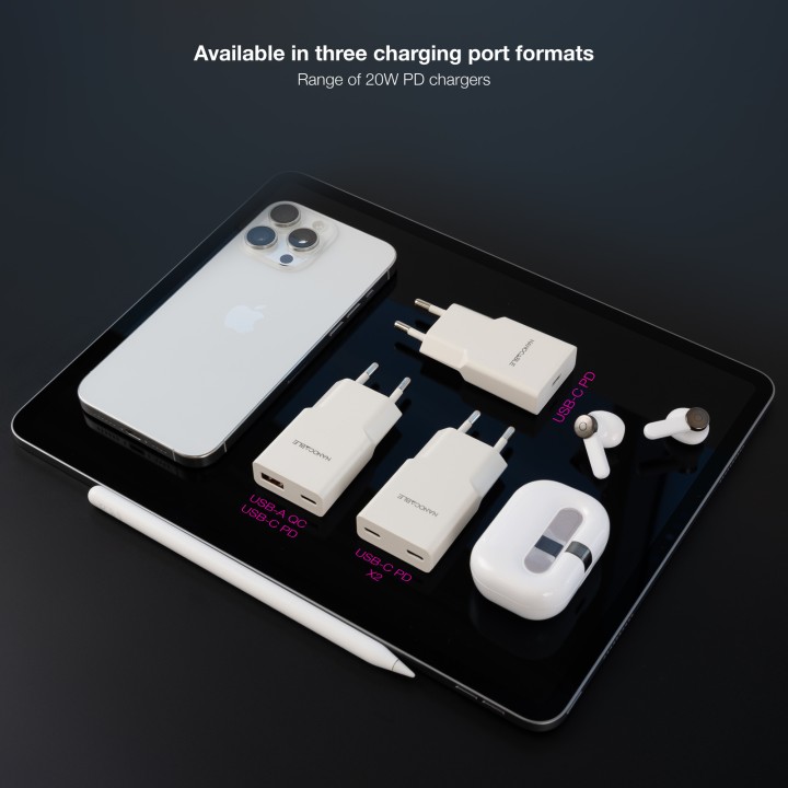 Cargador Nanocable USB-A/USB-C 20W Blanco (10.10.2022)