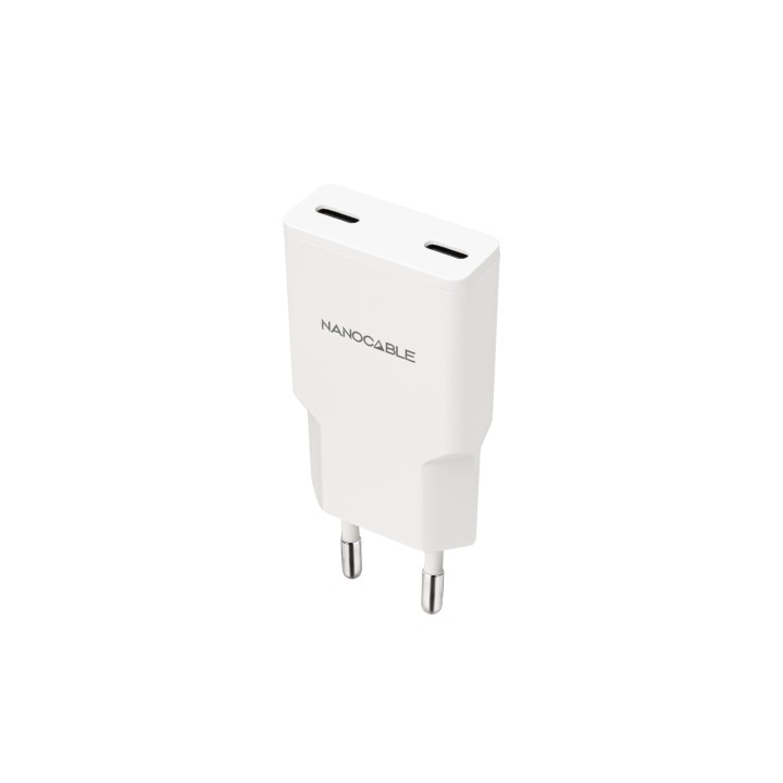 Cargador Nanocable 2xUSB-C PD 20W Blanco (10.10.2023)