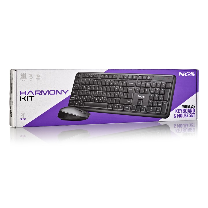 Teclado+Ratón NGS RF Wireless Óptico Negro (HARMONYKIT)