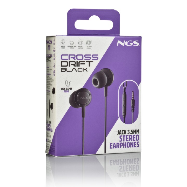 Auriculares NGS Intraural 3.5mm Negro (CROSSDRIFTBLACK)