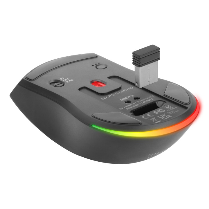 Ratón Mars Gaming RF Wireless BT 14400dpi Negro (MMT3)
