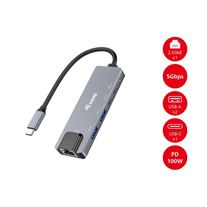 Adaptador EQUIP USB-C 5en1 Ethernet 2.5 GbE (EQ133496)