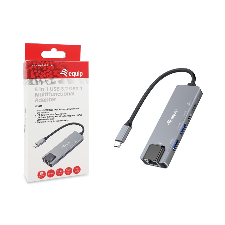 Adaptador EQUIP USB-C 5en1 Ethernet 2.5 GbE (EQ133496)