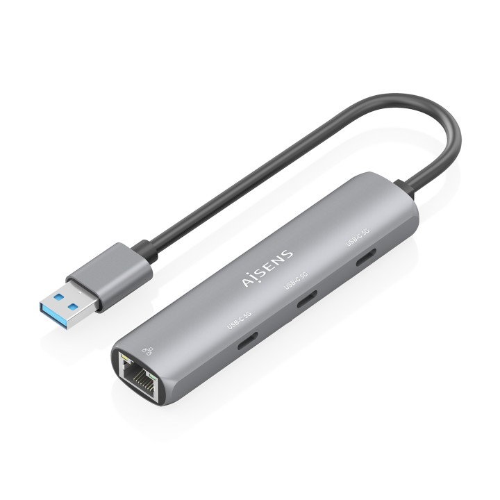Hub AISENS USB-A a 3xUSB-C/1xRJ45 Gris (ASUC-4P037-GR)