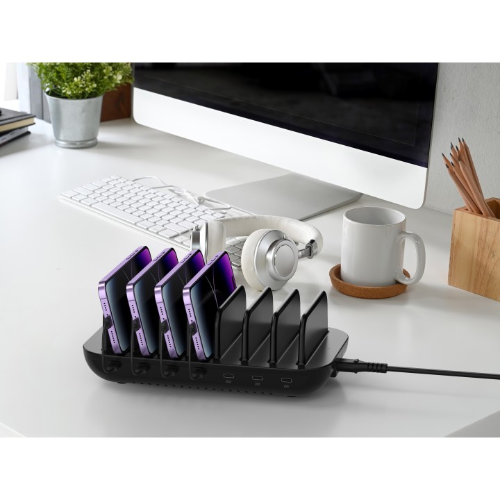 Cargador CONCEPTRONIC 160W 7xUSB-C Negro (OZUL07B)