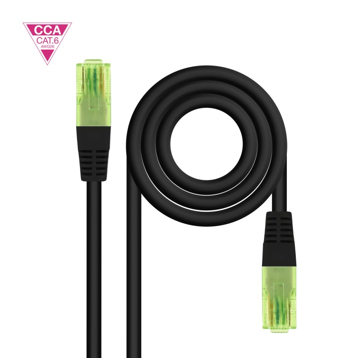 Nanocable RJ45 Cat.6 UTP 0.5m Negro (10.20.1400-BK)