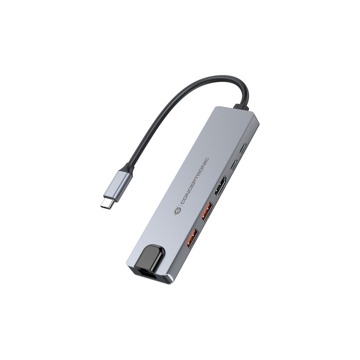 Docking Station CONCEPTRONIC 6en1 USB-C Gris (DONN29G)