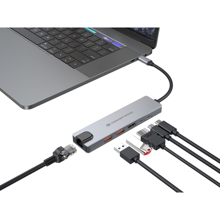 Docking Station CONCEPTRONIC 6en1 USB-C Gris (DONN29G)