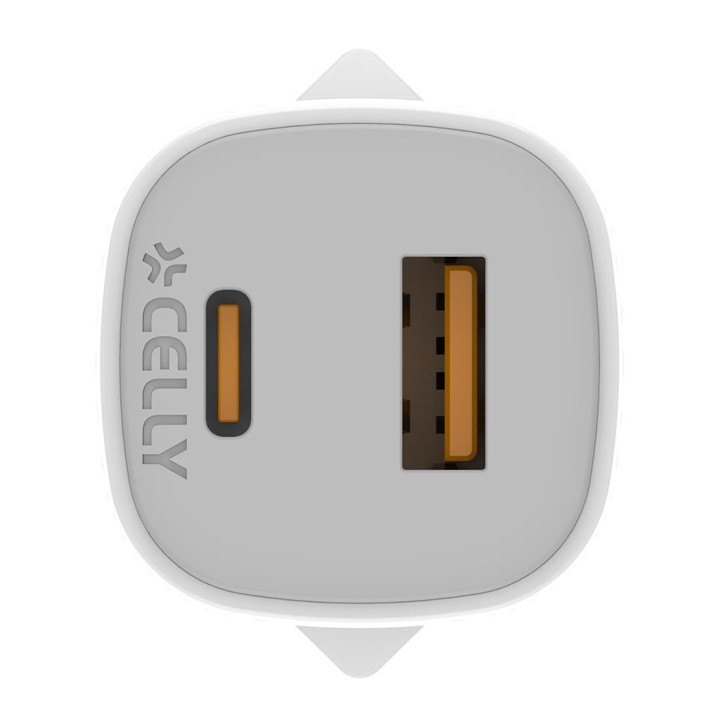 Cargador CELLY USB-A USB-C 25W Blanco (UPTC1USB1USBC25)