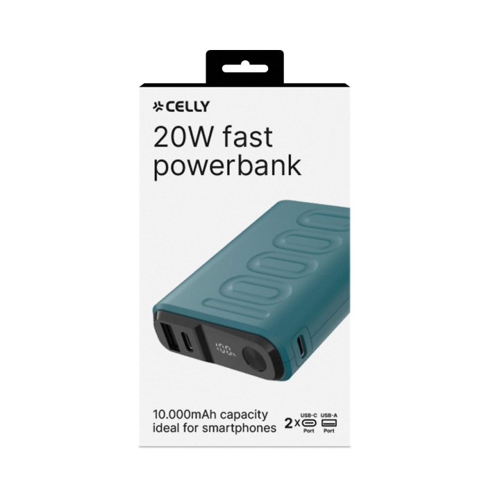 PowerBank CELLY 10000mAh USB-A/C Azul (PBUP10000BL)