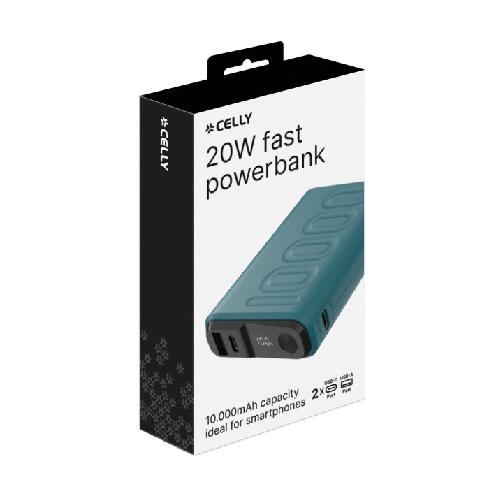 PowerBank CELLY 10000mAh USB-A/C Azul (PBUP10000BL)