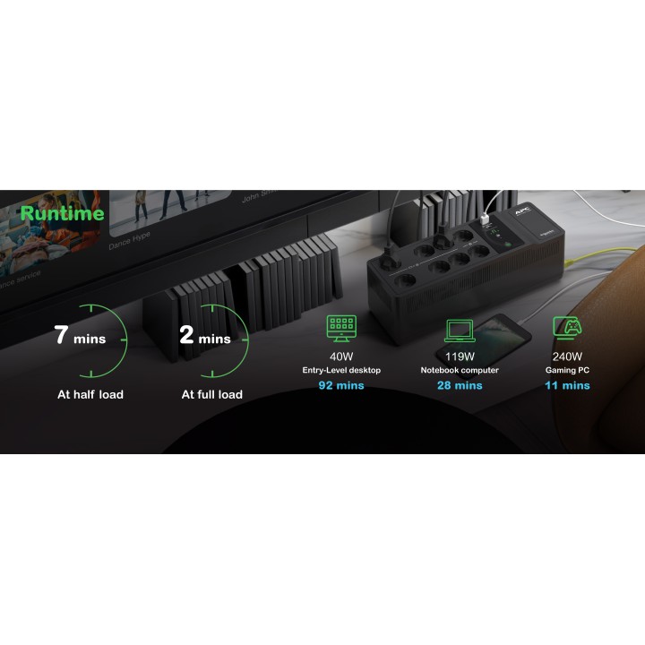 S.A.I. APC 1050VA 600W 8xSchuko USB-A/C (BE1050G2-GR)