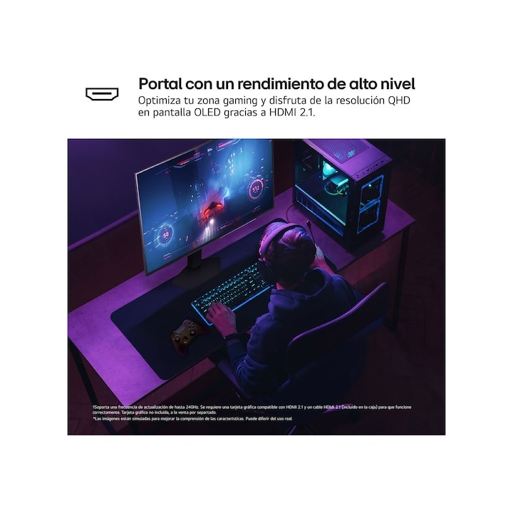 Monitor Gaming LG 27" OLED QHD 240Hz 0.03ms(27GX704A-B)