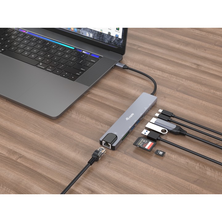 Docking EQUIP 8 en 1 USB-C 25cm Negro/Gris (EQ133497)