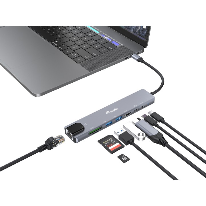 Docking EQUIP 8 en 1 USB-C 25cm Negro/Gris (EQ133497)