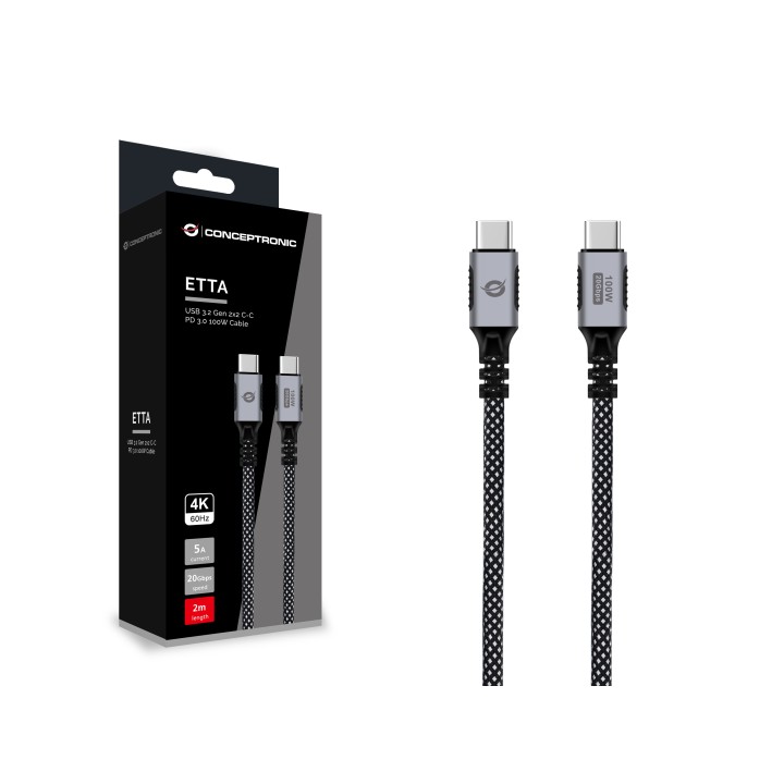 Cable CONCEPTRONIC USB-C a USB-C PD 100W (ETTA07B20)