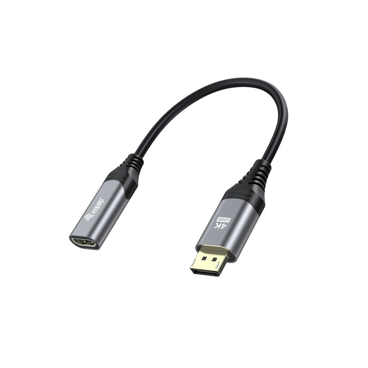Cable EQUIP DP 1.2 a HDMI/H 15cm Gris/Negro (EQ133445)