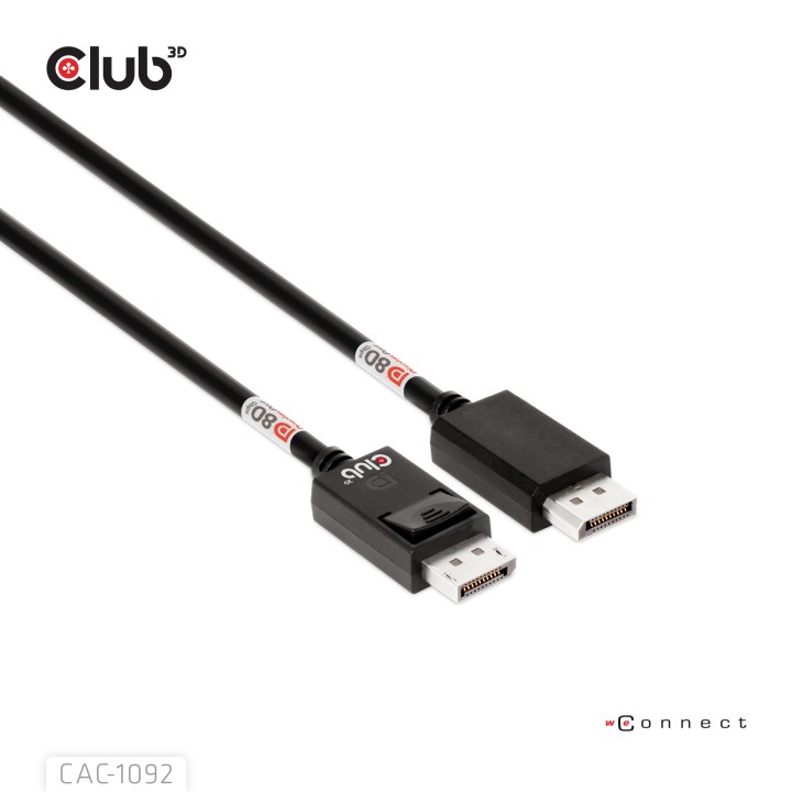 Cable Club 3D DP80 8K/240Hz 1.6m M/M Negro (CAC-1092)
